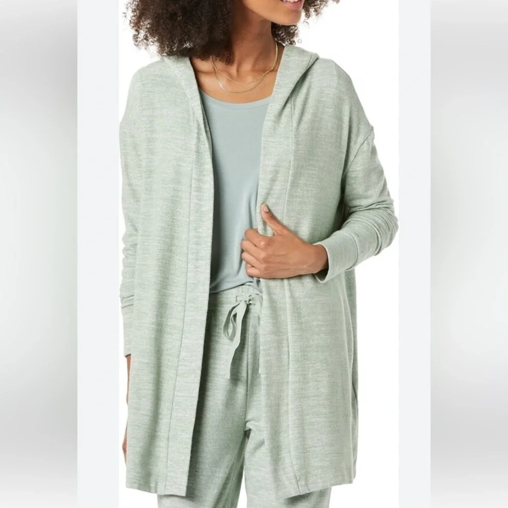 Daily Ritual Women's Cozy Knit Long-Sleeve Hooded Open Cardigan Size Small